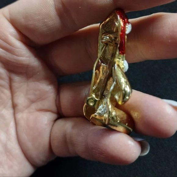 Vintage AJC Santa Teddy Bear Brooch - Picture 5 of 7